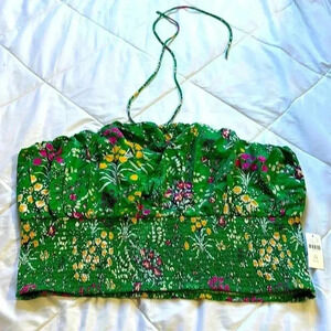 Maeve by Anthropologie Women's Green Floral Halter Top Size 3X NWT